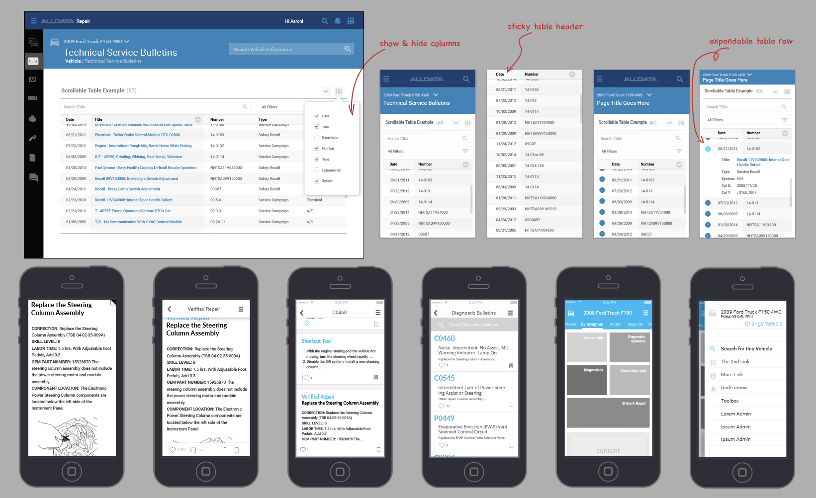 Study and explore how components like table, list, article, and card can scale on mobile devices.